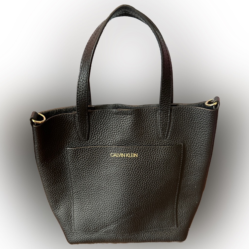 NWOT Calvin Klein Genuine Leather Handbag with Strap